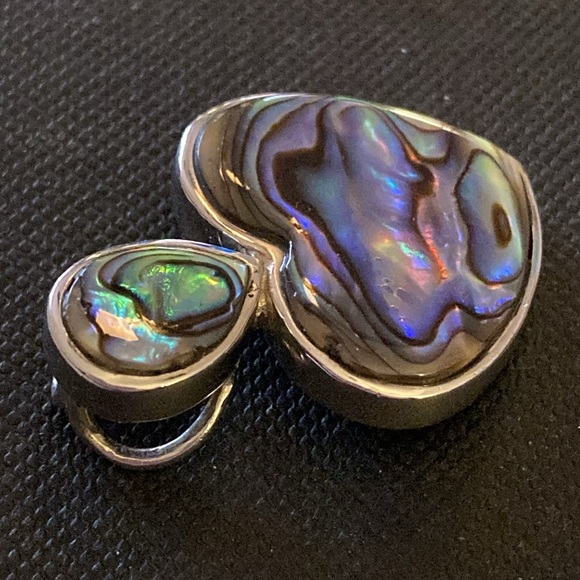 NWOT - 925 Mexican Silver Abalone Shell Heart Pendant* - Picture 5 of 10
